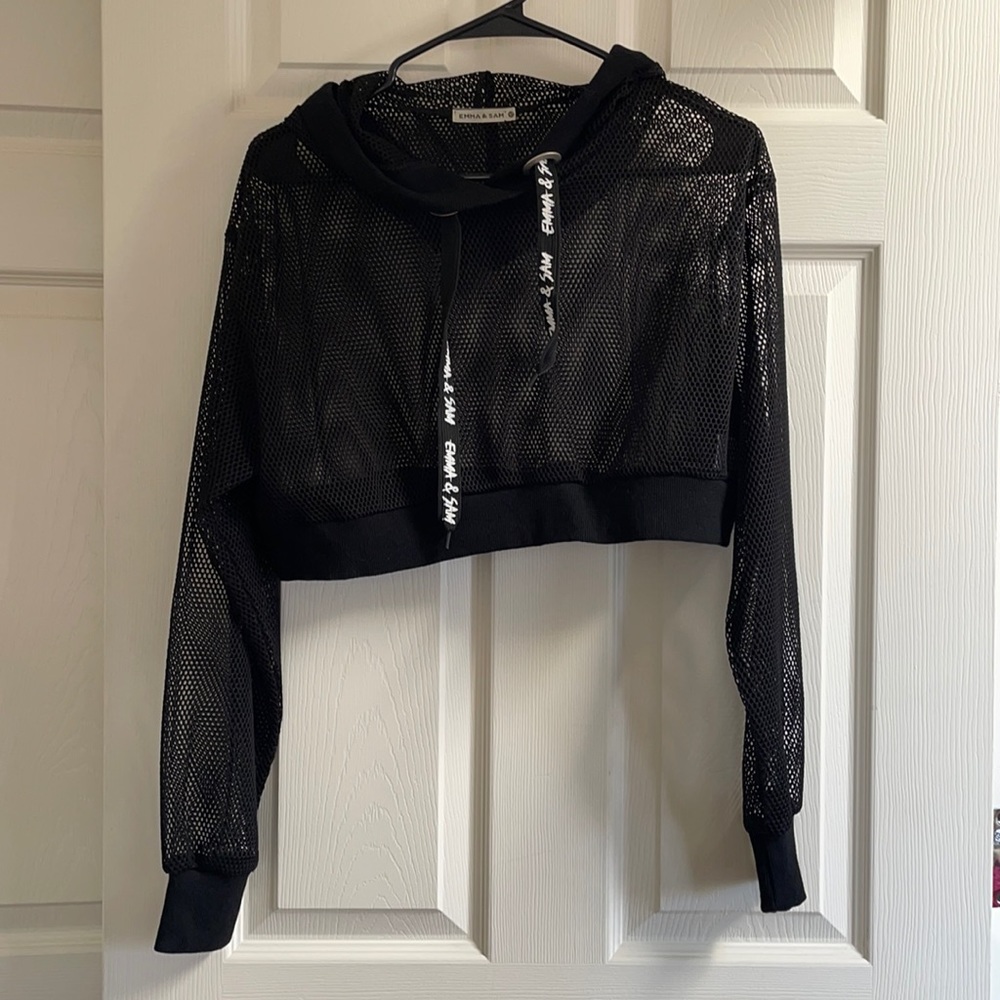 Fishnet cropped hoodie